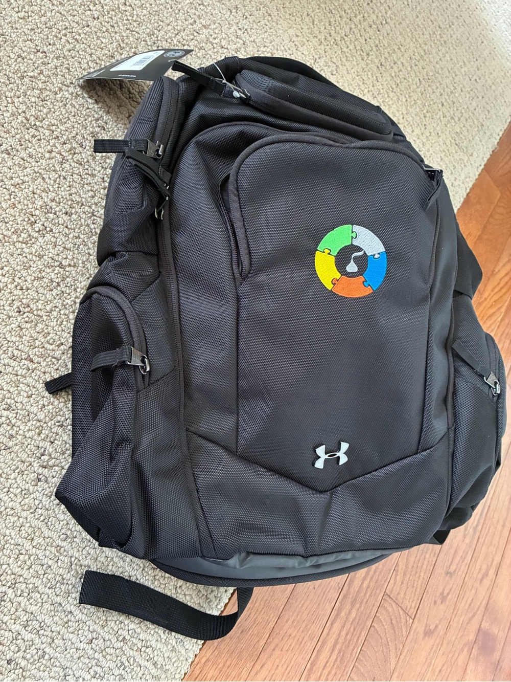 Under Armour Black Backpack with Multicolor Logo